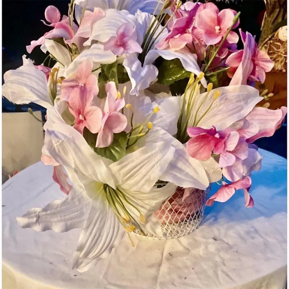 Please read! Artificial Lily & Orchid Flower Arrangement Multicolor Centerpiece